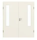 Frontansicht von GARANT Doppelflügeltür inkl. Zarge Weißlack 9010 GHK08 mit Lichtausschnitt LA-5 bandseitig