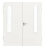 Frontansicht von GARANT Doppelflügeltür inkl. Zarge Weißlack 9016 mit Lichtausschnitt LA-5 bandseitig