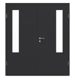 Frontansicht von GARANT Doppelflügeltür inkl. Zarge Matt RAL 9005 G-TEC mit Lichtausschnitt LA-5 bandseitig