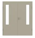 Frontansicht von GARANT Doppelflügeltür inkl. Zarge Matt Seidengrau 7044 G-TEC mit Lichtausschnitt LA-5 bandseitig