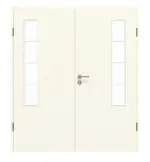 Frontansicht von GARANT Doppelflügeltür inkl. Zarge 9417-60 Snow White CPL mit Lichtausschnitt LA-5 bandseitig Sprosse SP10