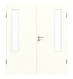 Frontansicht von GARANT Doppelflügeltür inkl. Zarge U11026SD Kristallweiß GHK08 mit Lichtausschnitt LA-5 bandseitig