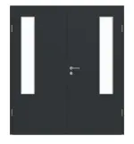 Frontansicht von GARANT Doppelflügeltür inkl. Zarge U12000SD Vulkanschwarz GHK08 mit Lichtausschnitt LA-5 bandseitig