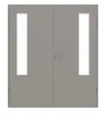 Frontansicht von GARANT Doppelflügeltür inkl. Zarge U12115SD Platingrau GHK08 mit Lichtausschnitt LA-5 bandseitig