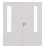 Frontansicht von GARANT Doppelflügeltür inkl. Zarge U12188SD Lichtgrau GHK08 mit Lichtausschnitt LA-5 bandseitig