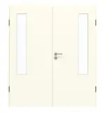 Frontansicht von GARANT Doppelflügeltür inkl. Zarge W980ST15 Platinweiß GHK08 mit Lichtausschnitt LA-5 bandseitig