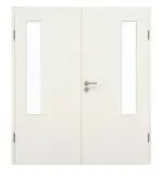 Frontansicht von GARANT Doppelflügeltür inkl. Zarge Weiß Struktur Premium CPL mit Lichtausschnitt LA-5 bandseitig