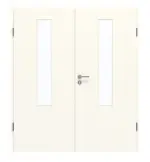 Frontansicht von GARANT Doppelflügeltür inkl. Zarge 0105-60 Pearl White CPL mit Lichtausschnitt LA-5 mittig