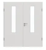 Frontansicht von GARANT Doppelflügeltür inkl. Zarge 0160-60 Silver Grey CPL mit Lichtausschnitt LA-5 mittig