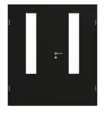 Frontansicht von GARANT Doppelflügeltür inkl. Zarge 0901-60 Black Resopal mit Lichtausschnitt LA-5 mittig