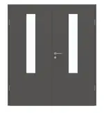 Frontansicht von GARANT Doppelflügeltür inkl. Zarge 10622-60 Ebony CPL mit Lichtausschnitt LA-5 mittig