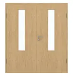 Frontansicht von GARANT Doppelflügeltür inkl. Zarge Authentic Asteiche CPL mit Lichtausschnitt LA-5 mittig