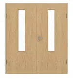 Frontansicht von GARANT Doppelflügeltür inkl. Zarge Authentic Asteiche GCK08 mit Lichtausschnitt LA-5 mittig