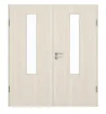 Frontansicht von GARANT Doppelflügeltür inkl. Zarge Authentic Perl GCK08 mit Lichtausschnitt LA-5 mittig