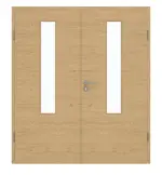 Frontansicht von GARANT Doppelflügeltür inkl. Zarge Quer Authentic Asteiche CPL mit Lichtausschnitt LA-5 mittig