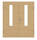 Frontansicht von GARANT Doppelflügeltür inkl. Zarge Quer Authentic Asteiche GCK08 mit Lichtausschnitt LA-5 mittig