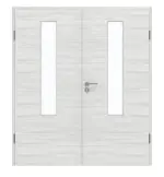 Frontansicht von GARANT Doppelflügeltür inkl. Zarge Quer Authentic Grigio GCK08 mit Lichtausschnitt LA-5 mittig