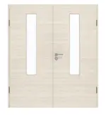 Frontansicht von GARANT Doppelflügeltür inkl. Zarge Quer Authentic Perl GCK08 mit Lichtausschnitt LA-5 mittig