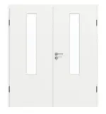 Frontansicht von GARANT Doppelflügeltür inkl. Zarge D354-60 Designer White Resopal mit Lichtausschnitt LA-5 mittig