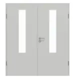 Frontansicht von GARANT Doppelflügeltür inkl. Zarge D92-60 Dove Grey Resopal mit Lichtausschnitt LA-5 mittig
