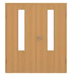 Frontansicht von GARANT Doppelflügeltür inkl. Zarge Eiche Premium CPL mit Lichtausschnitt LA-5 mittig