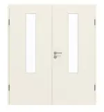 Frontansicht von GARANT Doppelflügeltür inkl. Zarge Weißlack 9010 GHK08 mit Lichtausschnitt LA-5 mittig