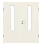 Frontansicht von GARANT Doppelflügeltür inkl. Zarge Weißlack 9010 mit Lichtausschnitt LA-5 mittig