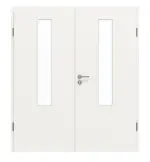 Frontansicht von GARANT Doppelflügeltür inkl. Zarge Weißlack 9016 GHK08 mit Lichtausschnitt LA-5 mittig