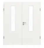 Frontansicht von GARANT Doppelflügeltür inkl. Zarge Weißlack 9016 mit Lichtausschnitt LA-5 mittig
