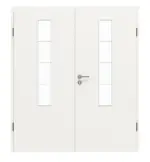 Frontansicht von GARANT Doppelflügeltür inkl. Zarge Weißlack 9016 mit Lichtausschnitt LA-5 schlossseitig Sprosse SP10