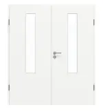 Frontansicht von GARANT Doppelflügeltür inkl. Zarge U11209SD Edelweiß GHK08 mit Lichtausschnitt LA-5 mittig