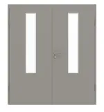Frontansicht von GARANT Doppelflügeltür inkl. Zarge U12115SD Platingrau GHK08 mit Lichtausschnitt LA-5 mittig