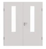 Frontansicht von GARANT Doppelflügeltür inkl. Zarge U12188SD Lichtgrau GHK08 mit Lichtausschnitt LA-5 mittig