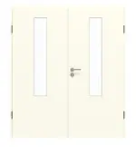 Frontansicht von GARANT Doppelflügeltür inkl. Zarge W980ST15 Platinweiß GHK08 mit Lichtausschnitt LA-5 mittig