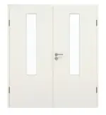 Frontansicht von GARANT Doppelflügeltür inkl. Zarge Weiß Struktur Premium CPL mit Lichtausschnitt LA-5 mittig
