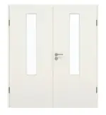 Frontansicht von GARANT Doppelflügeltür inkl. Zarge Weiß Struktur Premium GCK08 mit Lichtausschnitt LA-5 mittig