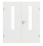 Frontansicht von GARANT Doppelflügeltür inkl. Zarge Matt Weißlack 9016 G-TEC mit Lichtausschnitt LA-5 mittig