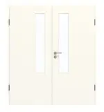 Frontansicht von GARANT Doppelflügeltür inkl. Zarge 0105-60 Pearl White CPL mit Lichtausschnitt LA-5 schlossseitig