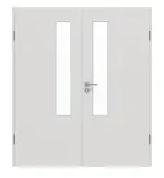 Frontansicht von GARANT Doppelflügeltür inkl. Zarge 0160-60 Silver Grey CPL mit Lichtausschnitt LA-5 schlossseitig