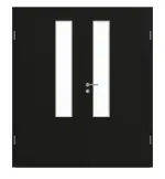 Frontansicht von GARANT Doppelflügeltür inkl. Zarge 0901-60 Black Resopal mit Lichtausschnitt LA-5 schlossseitig