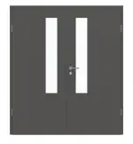 Frontansicht von GARANT Doppelflügeltür inkl. Zarge 10622-60 Ebony CPL mit Lichtausschnitt LA-5 schlossseitig