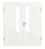 Frontansicht von GARANT Doppelflügeltür inkl. Zarge Authentic Bianco GCK08 mit Lichtausschnitt LA-5 schlossseitig