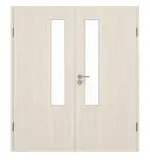 Frontansicht von GARANT Doppelflügeltür inkl. Zarge Authentic Perl CPL mit Lichtausschnitt LA-5 schlossseitig