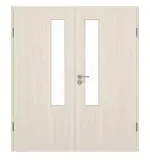 Frontansicht von GARANT Doppelflügeltür inkl. Zarge Authentic Perl GCK08 mit Lichtausschnitt LA-5 schlossseitig