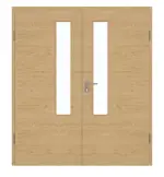 Frontansicht von GARANT Doppelflügeltür inkl. Zarge Quer Authentic Asteiche CPL mit Lichtausschnitt LA-5 schlossseitig