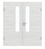 Frontansicht von GARANT Doppelflügeltür inkl. Zarge Quer Authentic Grigio GCK08 mit Lichtausschnitt LA-5 schlossseitig