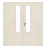 Frontansicht von GARANT Doppelflügeltür inkl. Zarge Quer Authentic Perl GCK08 mit Lichtausschnitt LA-5 schlossseitig