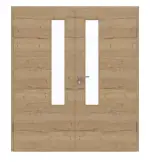 Frontansicht von GARANT Doppelflügeltür inkl. Zarge Quer Authentic Risseiche GCK08 mit Lichtausschnitt LA-5 schlossseitig