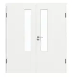 Frontansicht von GARANT Doppelflügeltür inkl. Zarge D354-60 Designer White Resopal mit Lichtausschnitt LA-5 schlossseitig