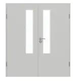 Frontansicht von GARANT Doppelflügeltür inkl. Zarge D92-60 Dove Grey Resopal mit Lichtausschnitt LA-5 schlossseitig